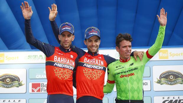 Visconti e Nibali sul podio del Giro dell'Emilia