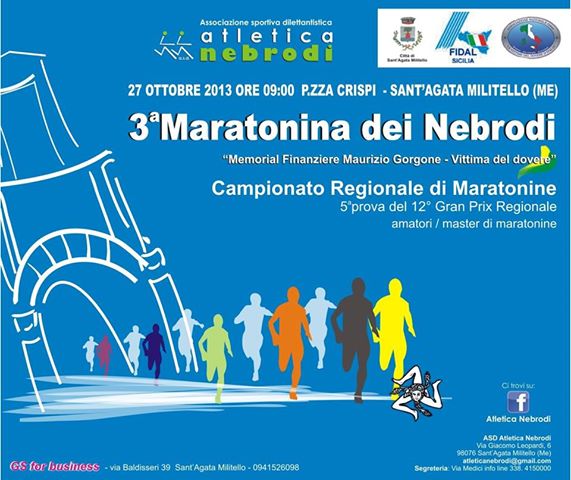 Terza Maratonina dei Nebrodi il 27 ottobre a S.Agata Militello